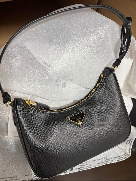 Prada Handbags - Prada Black Saffiano Leather Shoulder Bag